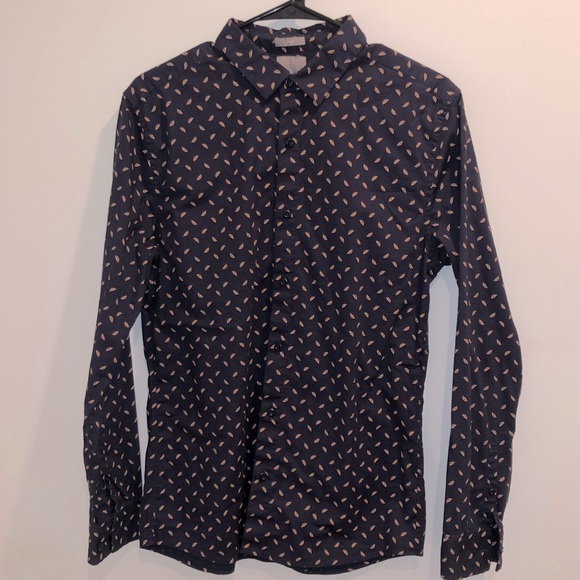 A-Frame Stockholm stretch Poplin shirt. Medium. Navy - Picture 1 of 3